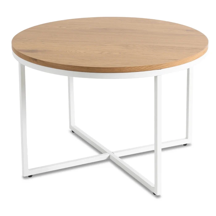 Stolik Kawowy HANTEL 70 cm Dąb Złoty/Biały Skandynawski