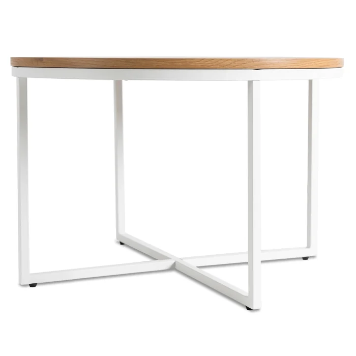 Stolik Kawowy HANTEL 70 cm Dąb Złoty/Biały Skandynawski