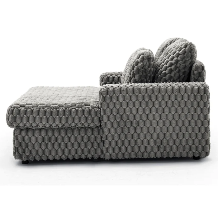 Fotel Wypoczynkowy Sofa KOBEL Szary Pluszowy Nowoczesny
