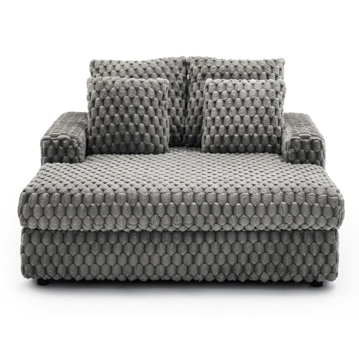 Fotel Wypoczynkowy Sofa KOBEL Szary Pluszowy Nowoczesny