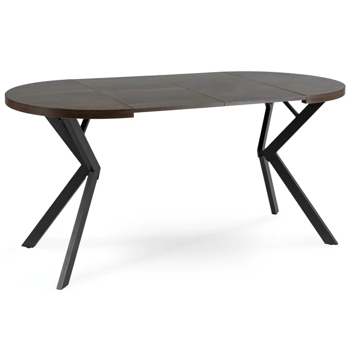 Stół Okrągły Rozkładany DORIAN 80-160 cm Orzech/Czarny Nowoczesny Loft