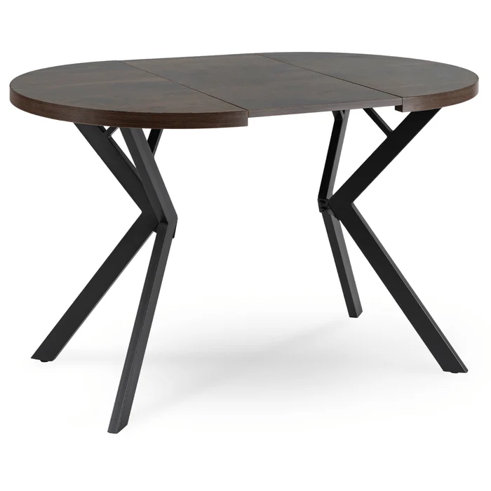 Stół Okrągły Rozkładany DORIAN 80-160 cm Orzech/Czarny Nowoczesny Loft