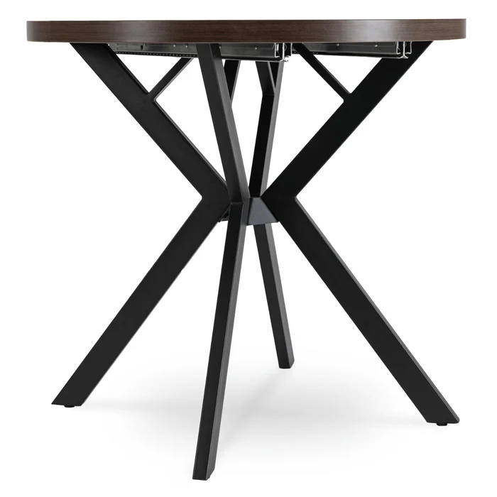 Stół Okrągły Rozkładany DORIAN 80-160 cm Orzech/Czarny Nowoczesny Loft