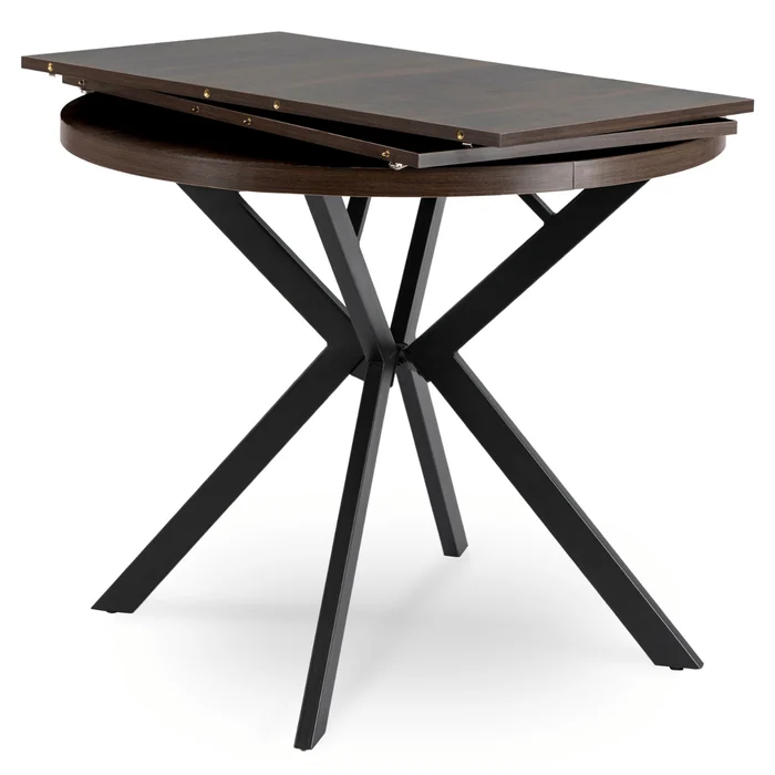 Stół Okrągły Rozkładany LUGO 90-190 cm Orzech/Czarny Loft