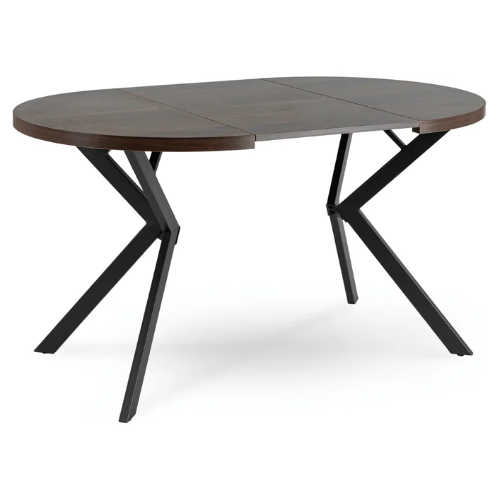 Stół Okrągły Rozkładany LUGO 90-190 cm Orzech/Czarny Loft