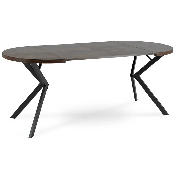 Stół Okrągły Rozkładany LUGO 90-190 cm Orzech/Czarny Loft