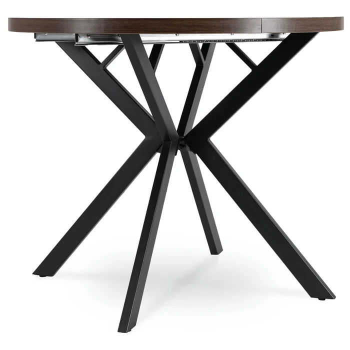 Stół Okrągły Rozkładany LUGO 90-190 cm Orzech/Czarny Loft