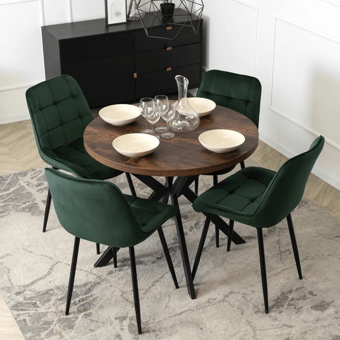 St&oacute;ł Okrągły Rozkładany LUGO 90-190 cm Dąb Rustykalny/Czarny Loft