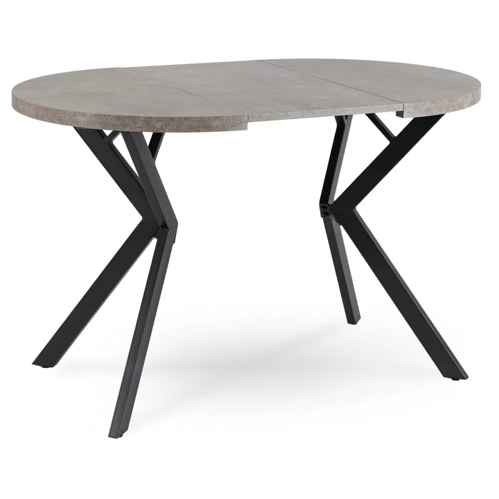 Stół Okrągły Rozkładany DORIAN 80-160 cm Beton/Czarny Nowoczesny Loft