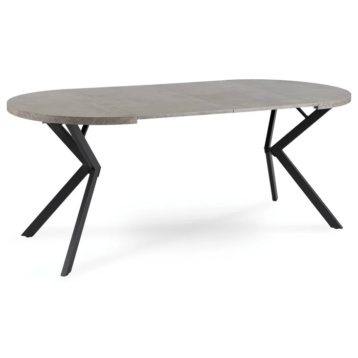 Stół Okrągły Rozkładany DORIAN 80-160 cm Beton/Czarny Nowoczesny Loft