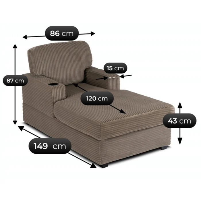 Fotel Wypoczynkowy Sofa NEO Beżowy Sztruksowy Nowoczesny