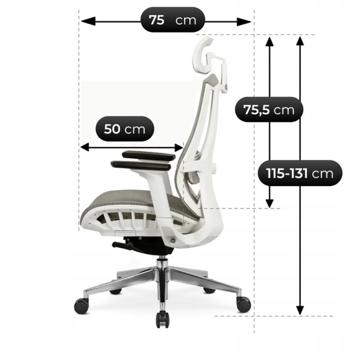 Fotel Biurowy Ergonomiczny Obrotowy SKY Beżowy Nowoczesny