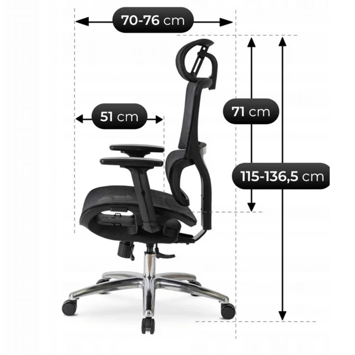 Fotel Biurowy Ergonomiczny Obrotowy ROYAL Czarny Nowoczesny