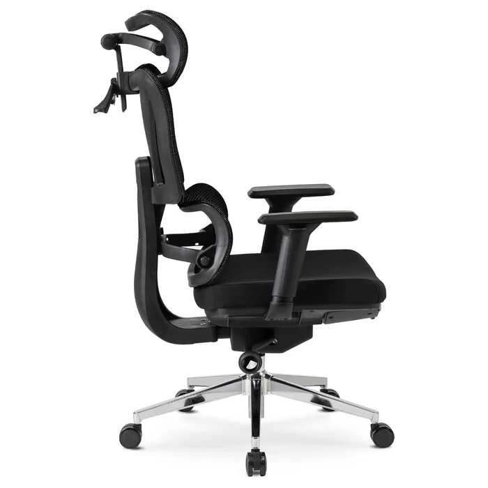 Fotel Biurowy Ergonomiczny Obrotowy z Podnóżkiem DELSIN Czarny