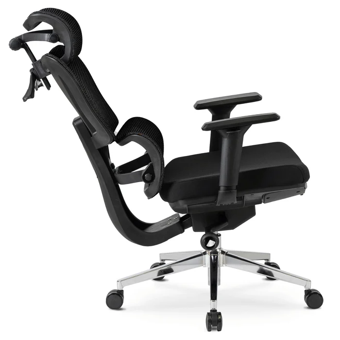 Fotel Biurowy Ergonomiczny Obrotowy z Podnóżkiem DELSIN Czarny