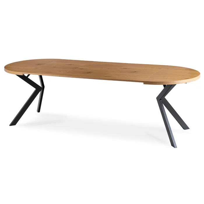 Stół Okrągły Rozkładany LUKAS 100-250 cm Dąb Złoty Nowoczesny Loft