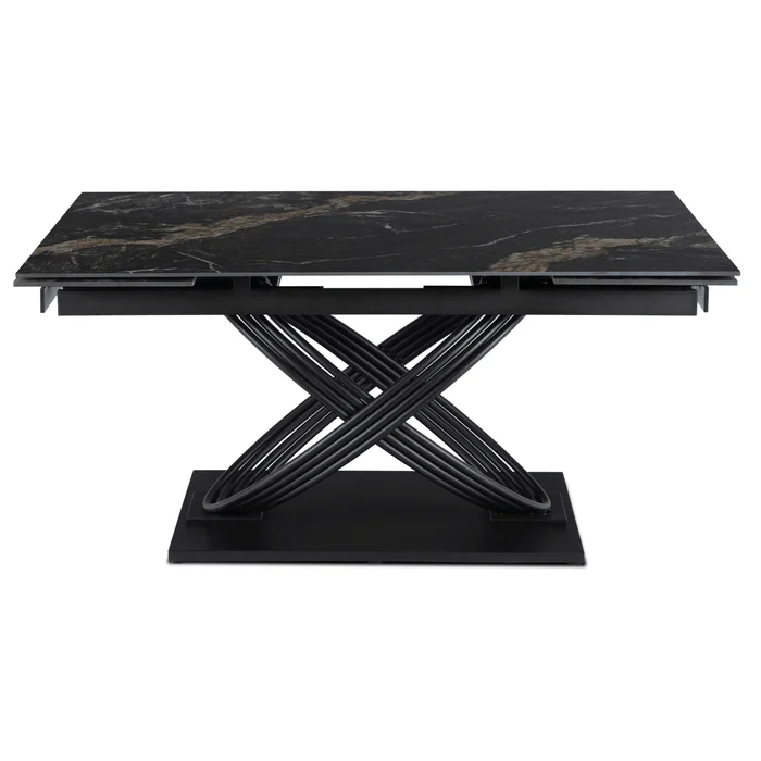 Stół Rozkładany Prostokątny IBIZA 160-240 cm Ceramiczny Czarny Marmur do Jadalni Nowoczesny Loft