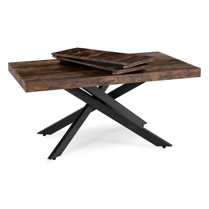 Stół Prostokątny Rozkładany HAMPTON 160-240 cm Dąb Rustykalny/Czarny do Jadalni Nowoczesny Loft