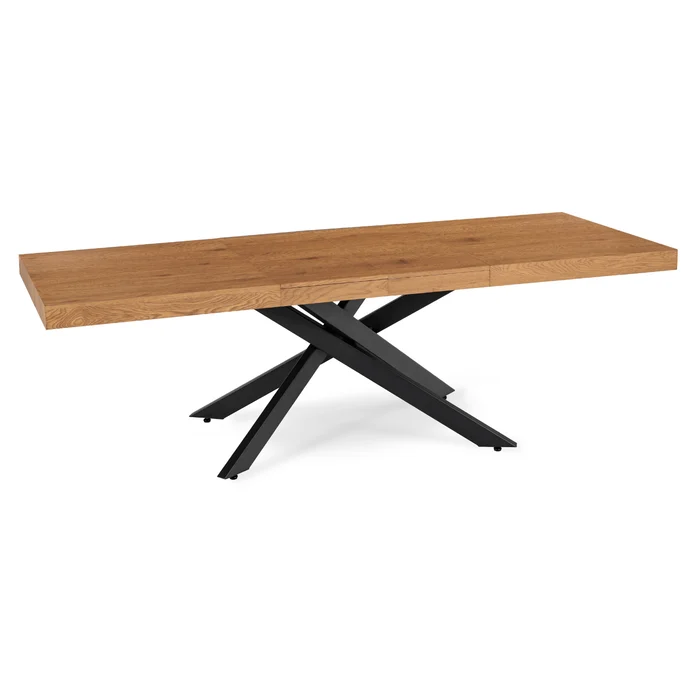 Stół Prostokątny Rozkładany HAMPTON 160-240 cm Dąb/Czarny do Jadalni Nowoczesny Loft