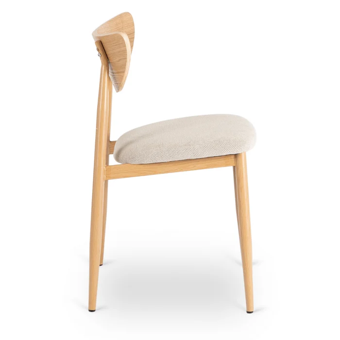 Zestaw Stół Rozkładany Ceramiczny LIZBONA 160-200 cm Dąb i 4 Krzesła BRAGA Kremowe/Dąb