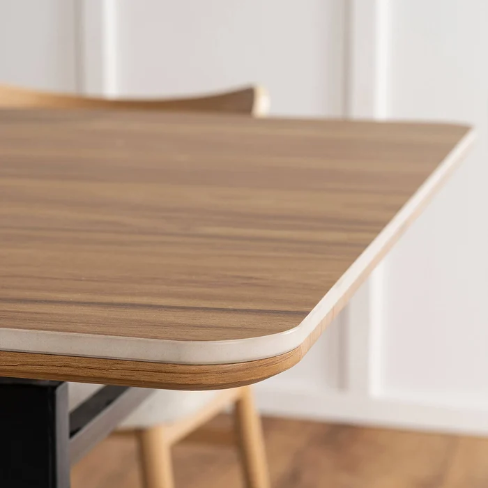 Zestaw Stół Rozkładany Ceramiczny LIZBONA 160-200 cm Dąb i 4 Krzesła BRAGA Kremowe/Dąb