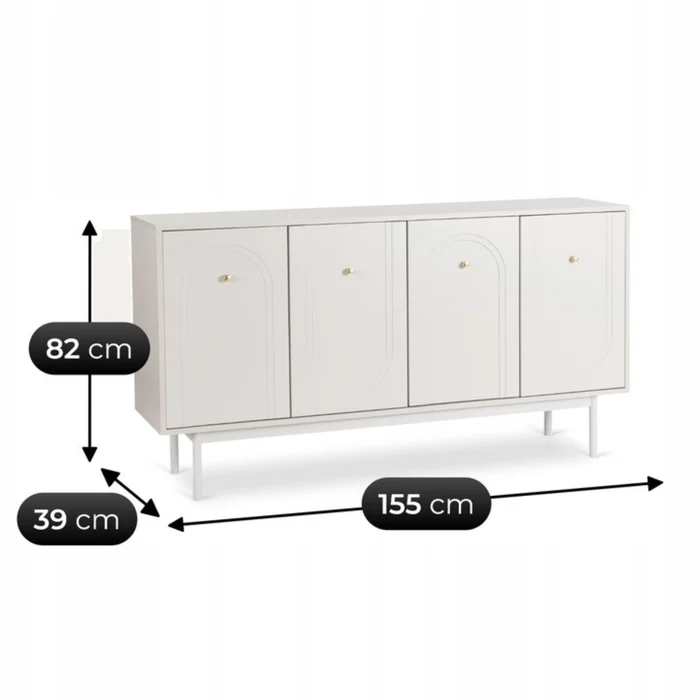 Komoda do Salonu MARLEN 155 cm Kaszmir Czterodrzwiowa Nowoczesna