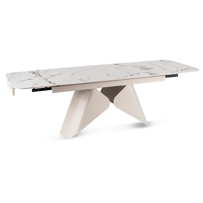 Stół Rozkładany Prostokątny VERONA 160-240 cm Ceramiczny Biały Marmur/Kaszmir Nowoczesny