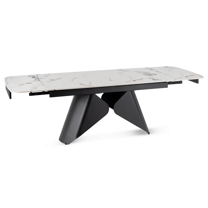 Stół Rozkładany Prostokątny VERONA 160-240 cm Ceramiczny Biały Marmur/Czarny Nowoczesny