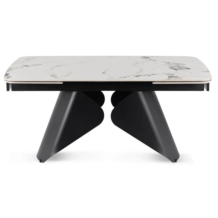 Stół Rozkładany Prostokątny VERONA 160-240 cm Ceramiczny Biały Marmur/Czarny Nowoczesny