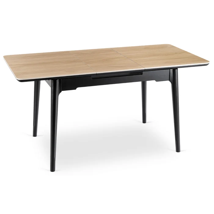 St&oacute;ł Rozkładany Prostokątny SAMER 120-160 cm Ceramiczny Dąb/Czarny Nowoczesny