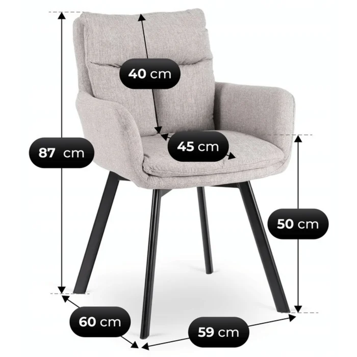 Zestaw Stół Rozkładany VERONA 160-240 cm Dąb/Czarny i 4 Krzesła CORTADO Szare