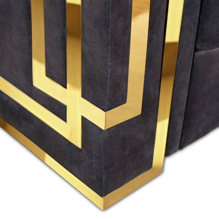 Sofa PALLAZO 2S Dwuosobowa Czarno/Złota Welurowa Nowoczesna Glamour