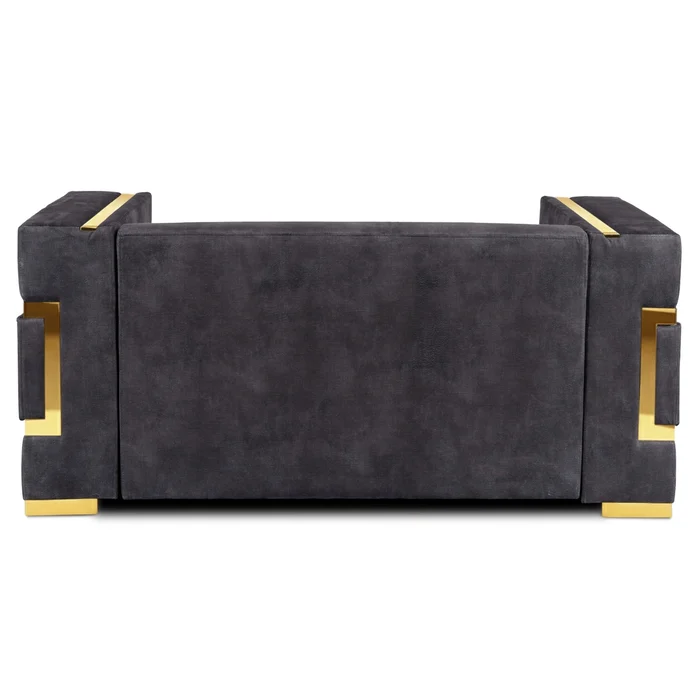 Sofa PALLAZO 2S Dwuosobowa Czarno/Złota Welurowa Nowoczesna Glamour