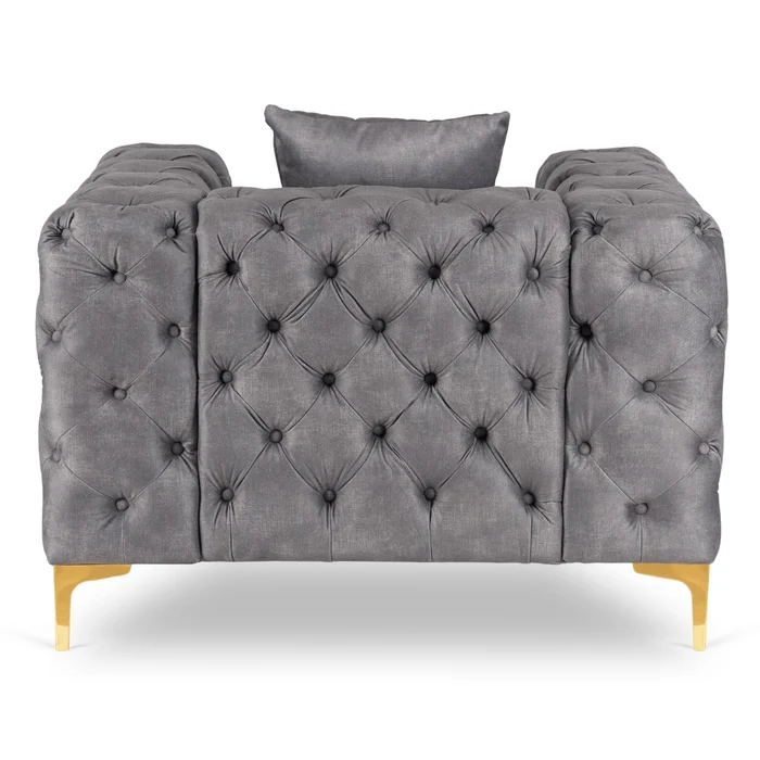 Fotel Wypoczynkowy SORRENTO 1S Szary Welurowy Nowoczesny Glamour