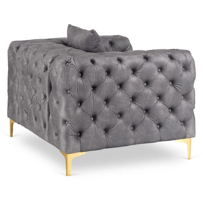 Fotel Wypoczynkowy SORRENTO 1S Szary Welurowy Nowoczesny Glamour