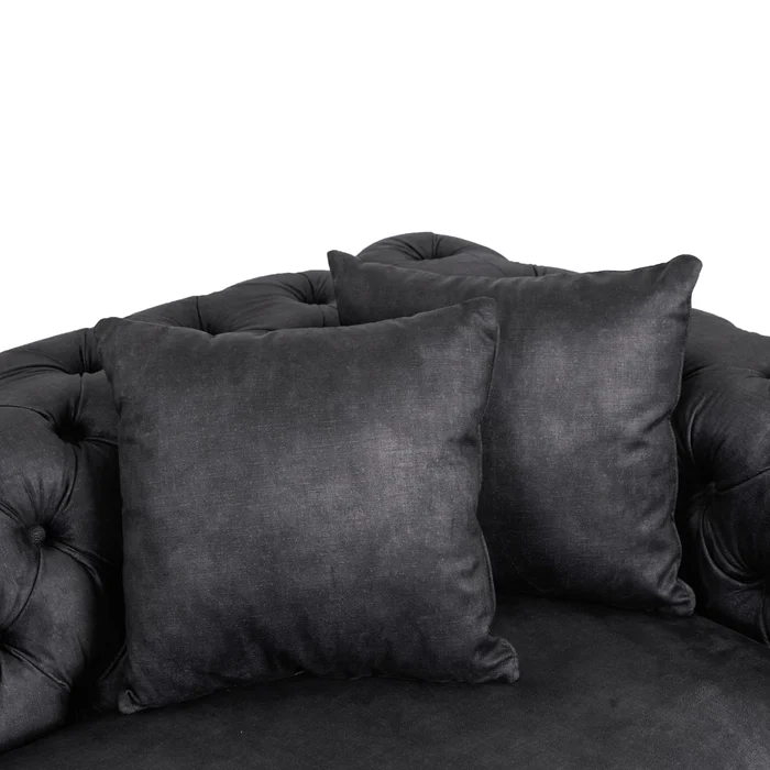 Sofa SORRENTO 3S Trzyosobowa Czarna Welurowa Nowoczesna Glamour