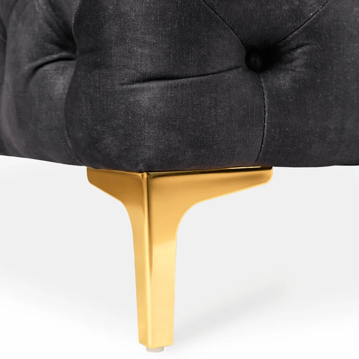 Sofa SORRENTO 3S Trzyosobowa Czarna Welurowa Nowoczesna Glamour