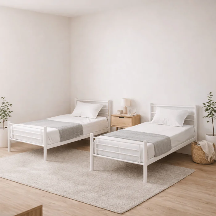 Łóżko Piętrowe Dla Dzieci 90x200 cm RODEZ Metalowe Białe