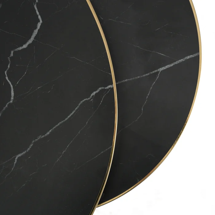 Zestaw Stolik&oacute;w Kawowych ARON 70 cm/50 cm Czarny Marmur Glamour