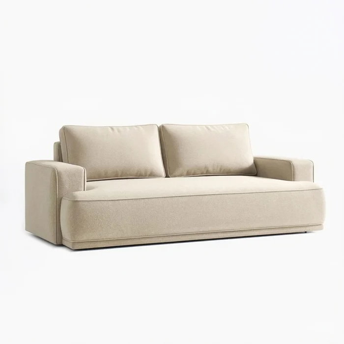 Sofa z Funkcją Spania CAMELIA Kremowa Boucle Nowoczesna