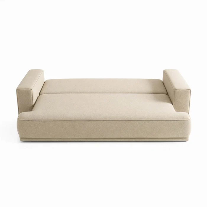 Sofa z Funkcją Spania CAMELIA Beżowa Boucle Nowoczesna