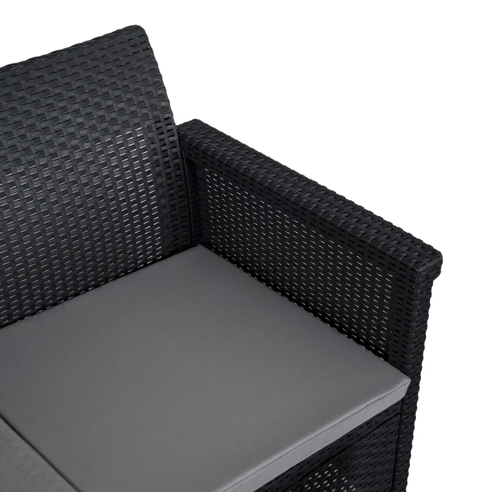 Zestaw Mebli Ogrodowych BRENTA Czarny/Szary 2xFotel Sofa Stolik Tarasowy Technorattan Nowoczesny