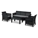 Zestaw Mebli Ogrodowych SAVIO Czarny Sofa 2x Fotel Stolik...