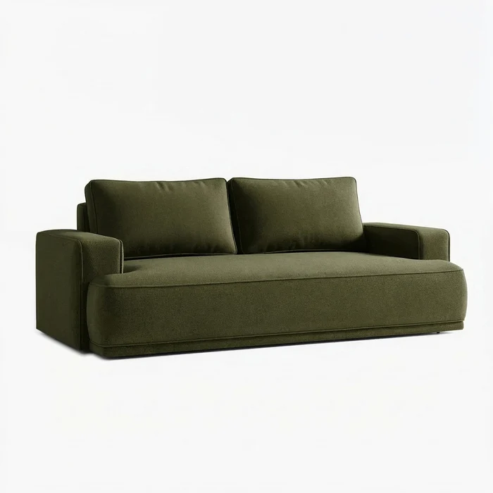 Sofa z Funkcją Spania CAMELIA Oliwkowa Boucle Nowoczesna