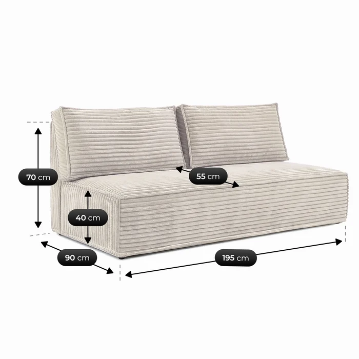 Sofa z Funkcją Spania MAVIA Jasnobeżowa Sztruksowa Nowoczesna