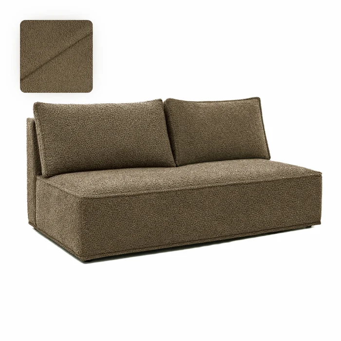 Sofa z Funkcją Spania MAVIA Brązowa Boucle Nowoczesna