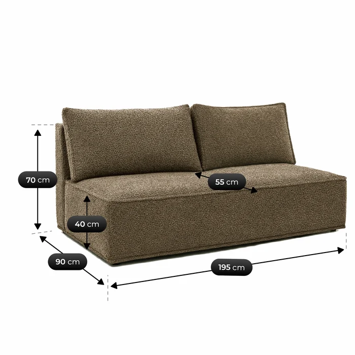Sofa z Funkcją Spania MAVIA Brązowa Boucle Nowoczesna