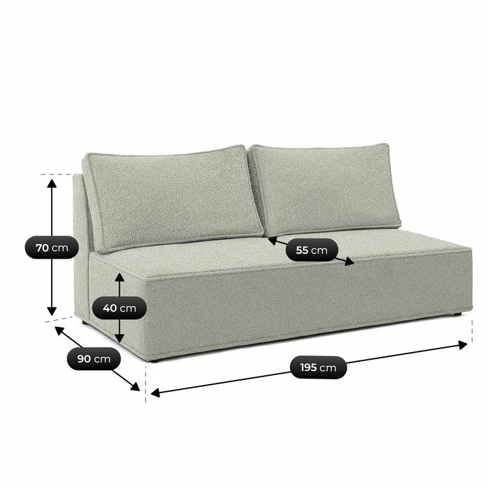 Sofa z Funkcją Spania MAVIA Szara Boucle Nowoczesna