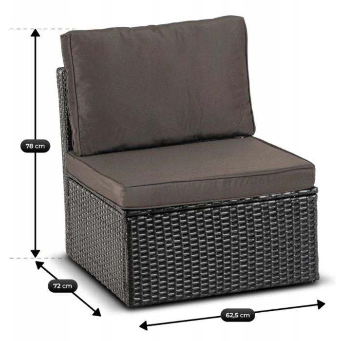 Zestaw Mebli Ogrodowych CALIENTE Modułowy Sofa 2x Fotel Stolik Tarasowy Czarny/Brązowy Technorattan Nowoczesny