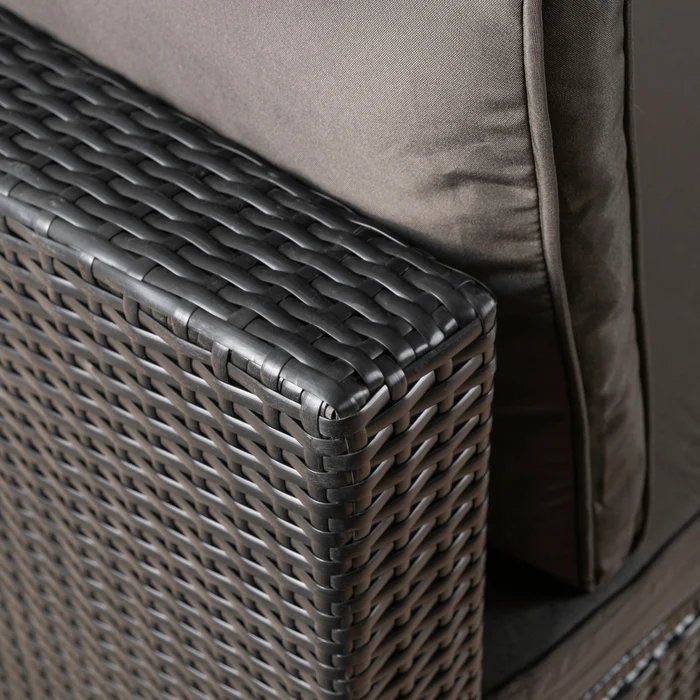 Zestaw Mebli Ogrodowych CALIENTE Modułowy Sofa 2x Fotel Stolik Tarasowy Czarny/Brązowy Technorattan Nowoczesny